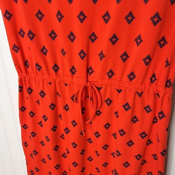 Tommy Hilfiger Dress Sz SP Cotton Drawstring Sundress Beach Red Black 0108 - Picture 3 of 14